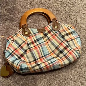 RELIC PLAID BAG WOODEN HANDLES